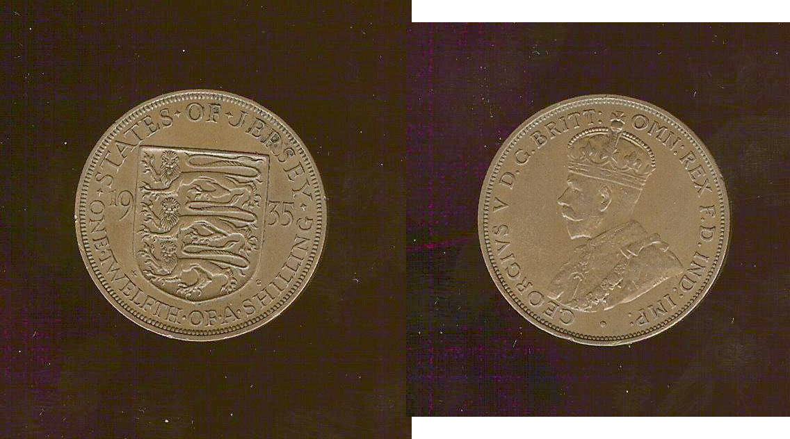 Jersey 1/12 shilling 1935 EF/AU